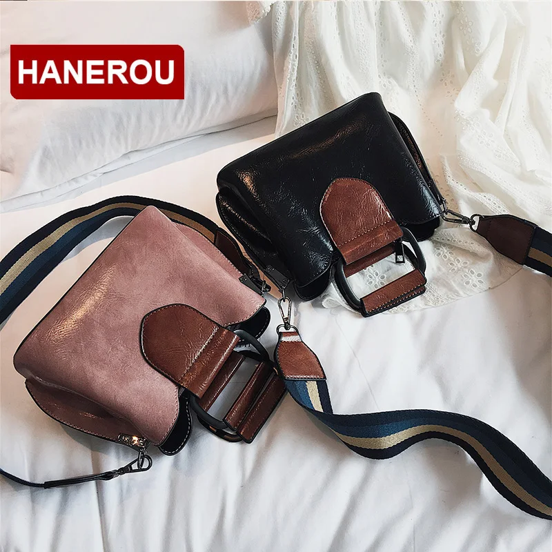HANEROU винтажные женские сумки мессенджеры с широким ремешком мини сумка на плечо
