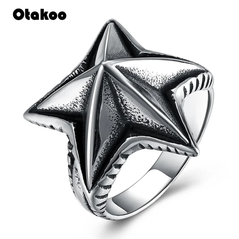Otakoo 316l нержавеющая сталь новый стиль Мода пентаграмма кольцо Высокое качество