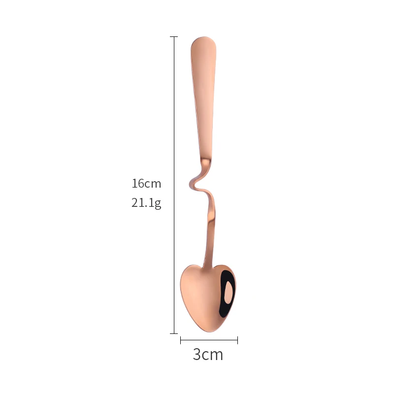 rose gold-V Креативные из нержавеющей стали в форме сердца кофейные Десертные Ложки для сахара висячая креманка чайная ложка для питья кухонные аксессуары - Цвет: rose gold-V