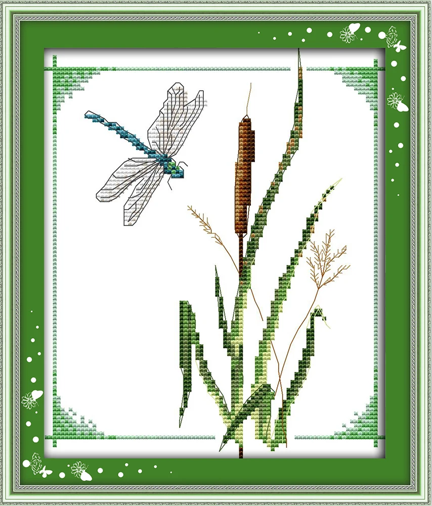 

Dragonfly cross stitch kit animal small picture 18ct 14ct 11ct printed canvas DMC color cotton thread embroidery DIY handmade