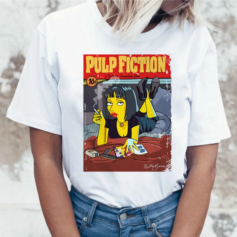 Футболка Pulp Fiction mia забавные летние футболки женские топы 90s новинка 2019 футболка