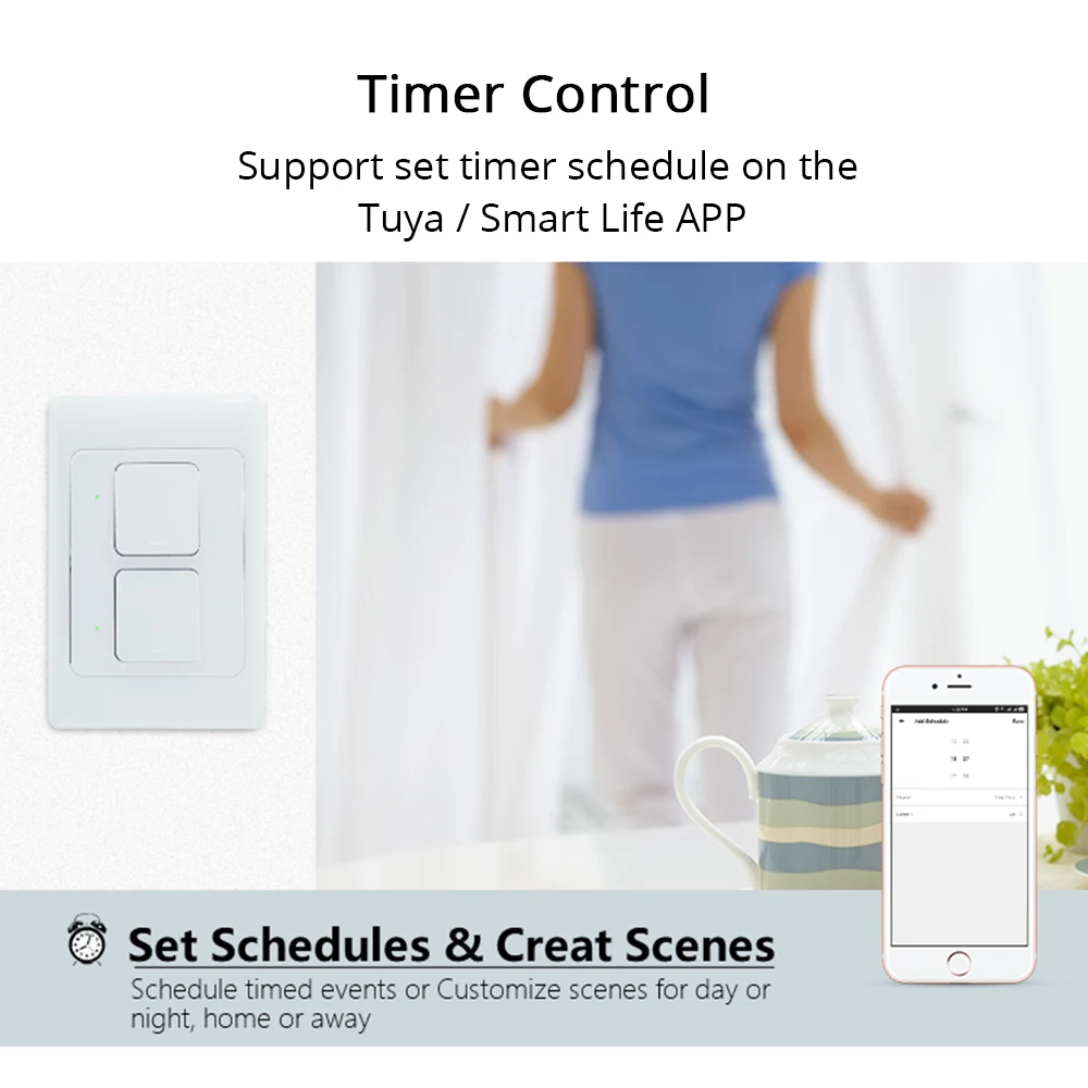 Zemismart Wi-Fi настенный пуш-ап светильник переключатель Alexa Google Home позволяют Tuya Smart Life APP Управление US 1 Gang 2/3 банды Умные выключатели