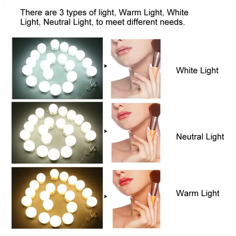 Косметическое зеркало косметическое LED освещение 20 led затемнение Blubs Зеркало
