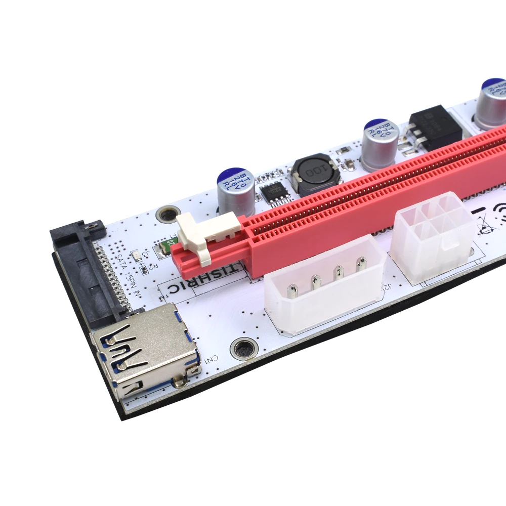TISHRIC 100 шт. 2018 VER008S Molex 4PIN 15PIN SATA 6PIN 3 в 1 PCIE PCI Express Riser Card 1X to 16X E удлинитель Bitcoin Miner|sata