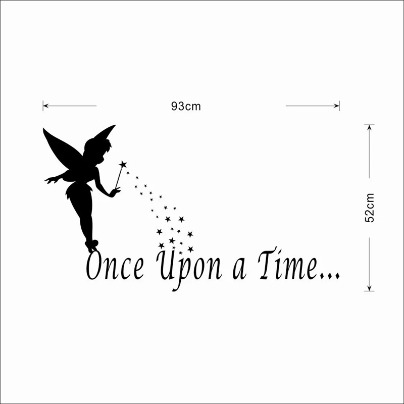 Once Upon A Time цитаты настенные Стикеры с ангелом для детской комнаты домашний Декор виниловые наклейки на стены Diy черная Фреска Искусство
