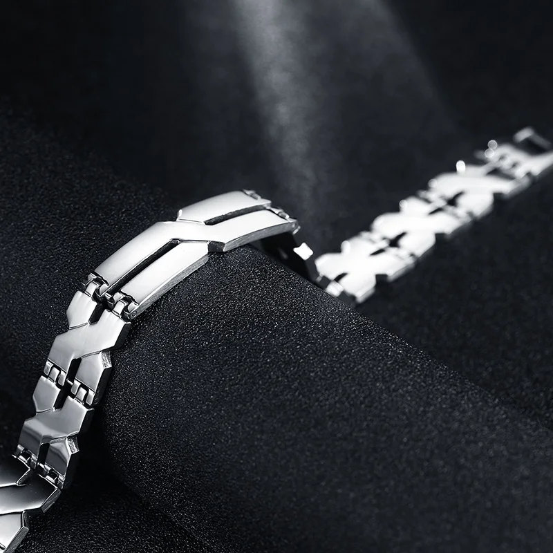 SAISEE New Arrival Stainless Steel Bracelets Men Chain Link Silver &amp Bangles Men's Cuff Wristband X Letter Bracelet | Украшения и