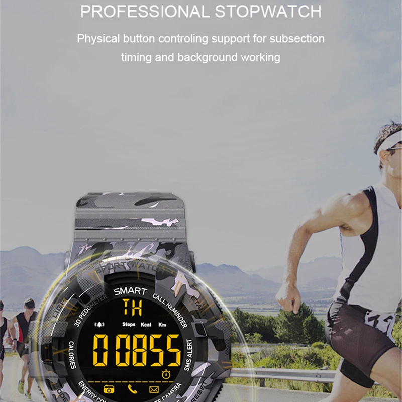 BM18 спортивные Smartwatch Открытый камуфляж Bluetooth Smart часы IP67 Водонепроницаемый Фитнес