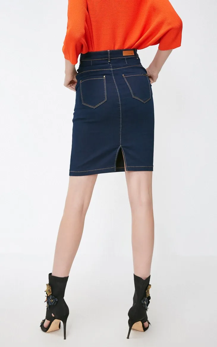 Vero Moda Новая женская OL Стиль Slim Fit вареная джинсовая юбка с высокой талией | 318437502