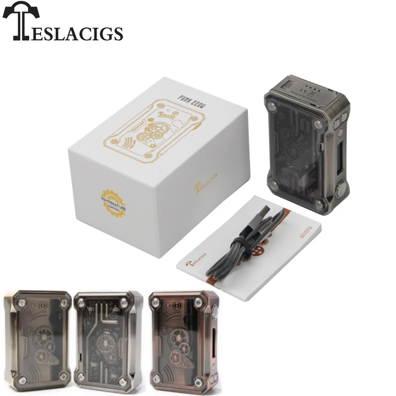 Оригинальный Teslacigs Tesla панк мод коробка Vape 220 Вт поддержка RDA/RTA/RDTA электронные