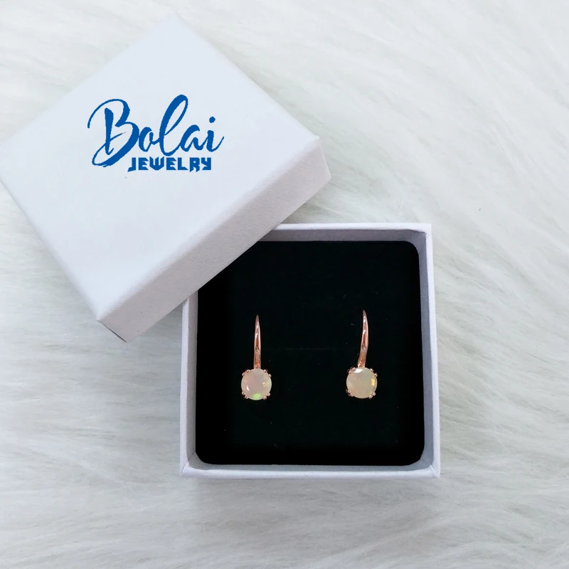 Bolaijewelry новый продукт натуральный опал драгоценный камень застежка серьги