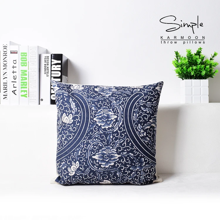 Синий и белый подушка &quotфарфор&quot Чехлы Цветы птицы подушки Чехол 45х45см 30х50см