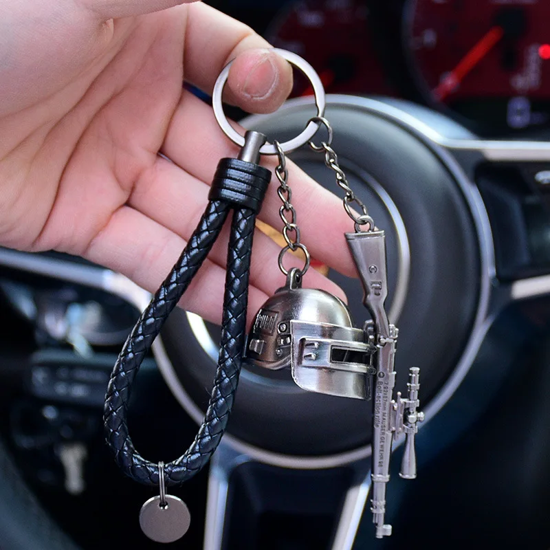 High Quality PUBG Arms Mini Model Metal Keychains Helmet 98K Backpack Pan Key Ring Car Purse Men Chains Holder Trinkets Gift | Украшения и