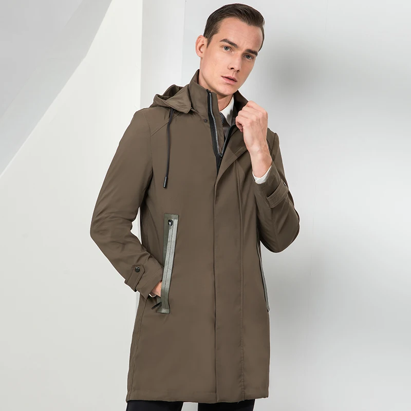 Мужской повседневный тренчкот зеленые и черные деловые куртки весна 2020 | Мужская