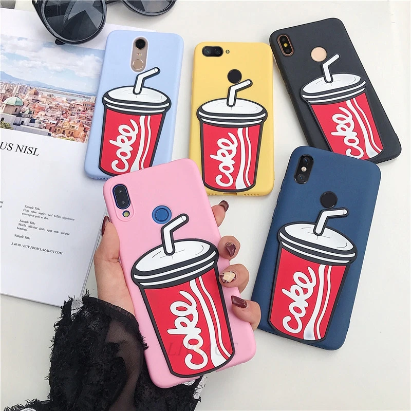 Силиконовые чехлы 3D Cola для xiaomi redmi 7 note 6 pro 5 plus s2 y2 y3 a2 a1 mi 8 9 se mi8 lite mi9 милый мягкий