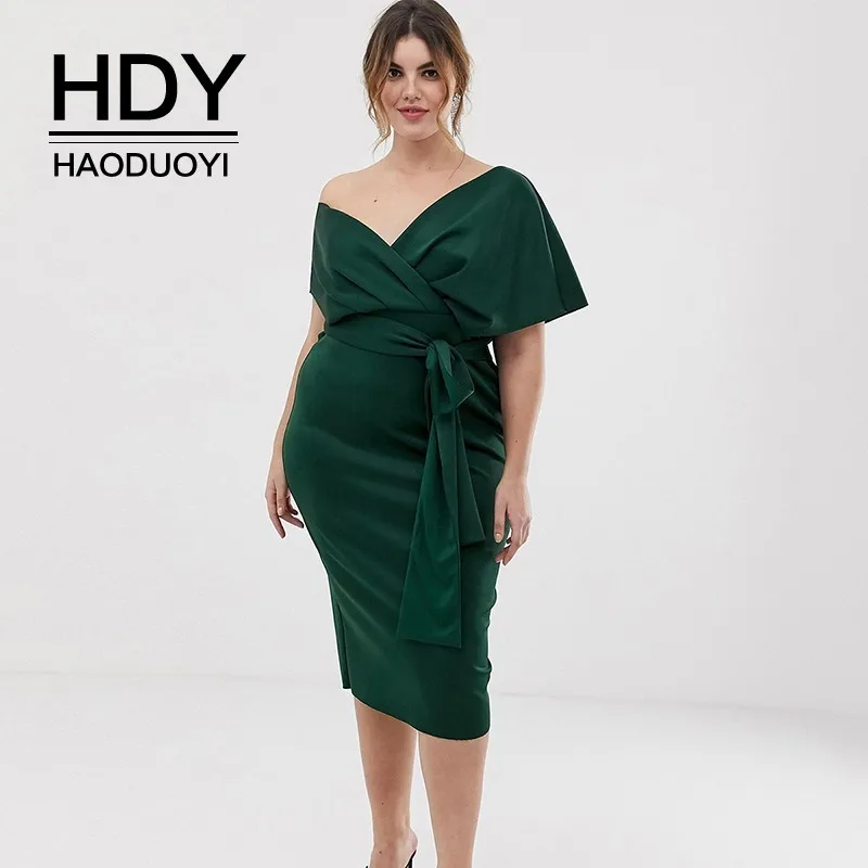Платье HDY Haoduoyi однотонное без бретелек перекрестное с треугольным вырезом талией