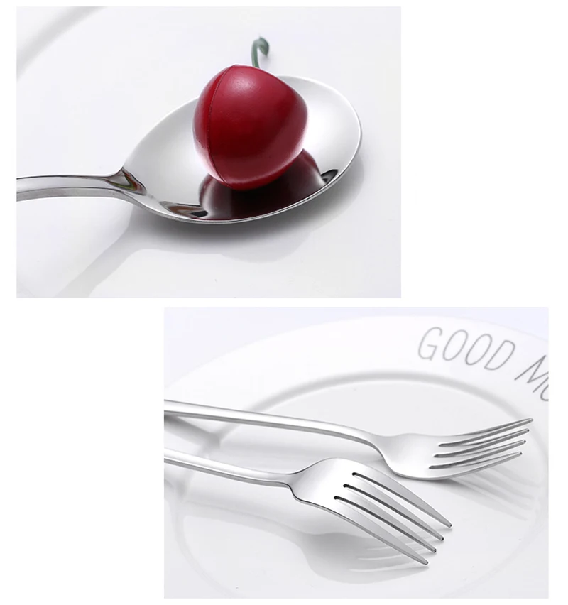 4pcs 8'' Korean Fork and Spoon set Creative 304 Stainless Steel Tableware Coffee Dessert Cake Tea Ice Cream Fork Spoons Xma Gift