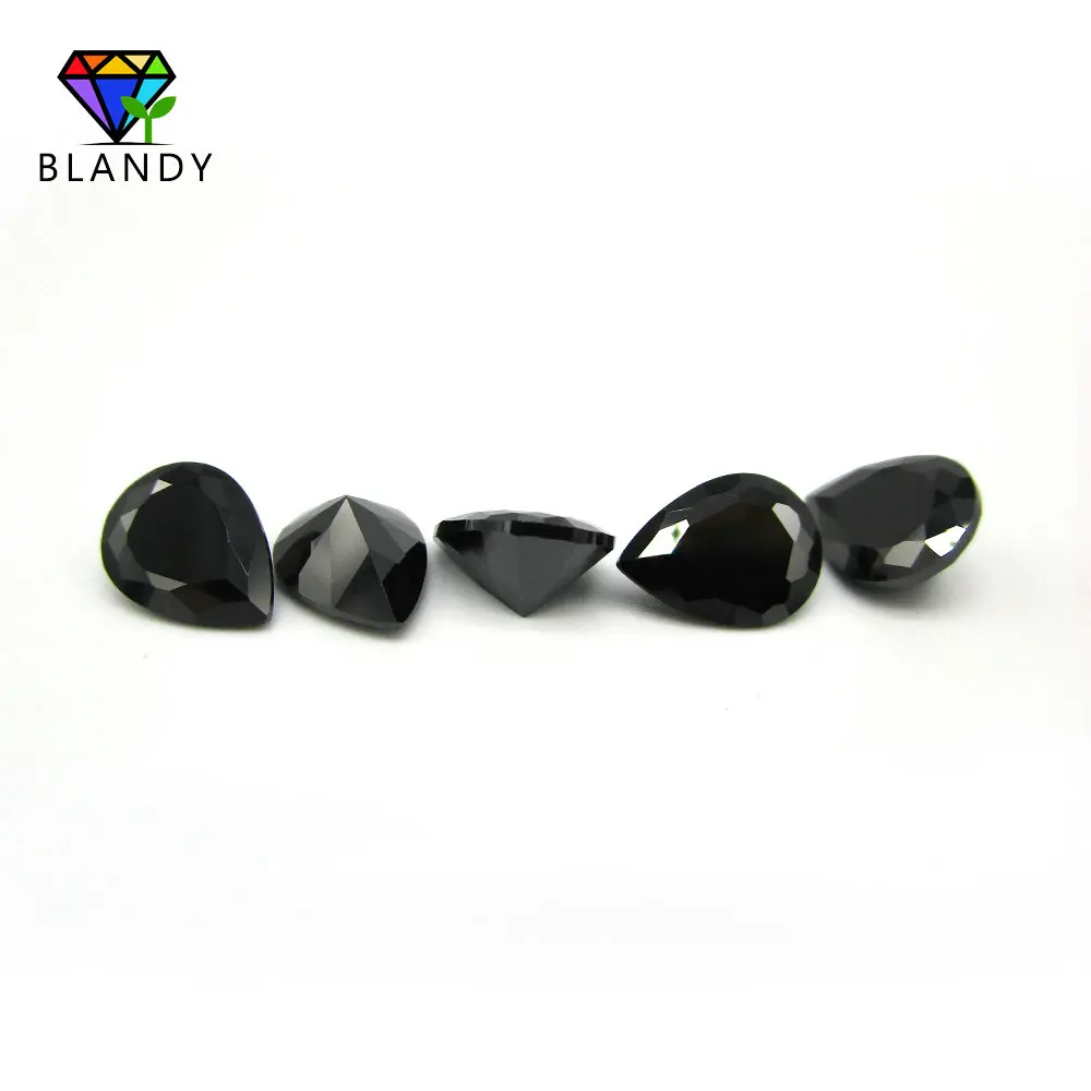 

2x3~13x18mm 5A Pear Cut Black Cubic Zirconia Stone Loose CZ Stone Synthetic Gems For DIY Jewelry