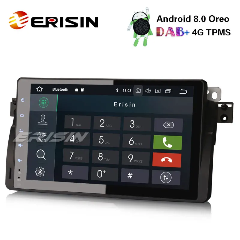 Erisin ES7496B 9 &quotAndroid 8 0 Автомобиль DAB + gps Navi BT OBD 4G система контроля давления в шинах DTV IN