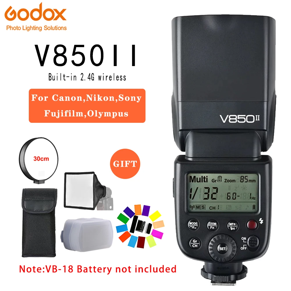 Беспроводная вспышка Godox V850II GN60 2 4G X System без аккумулятора VB18 для цифровых
