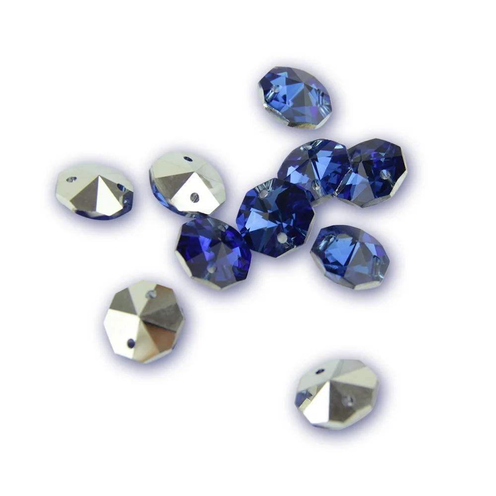 

14mm Crystal Octagon Beads Mix Color In 2 Holes K9 Glass For Wedding Strands & Chandelier Bead Parts