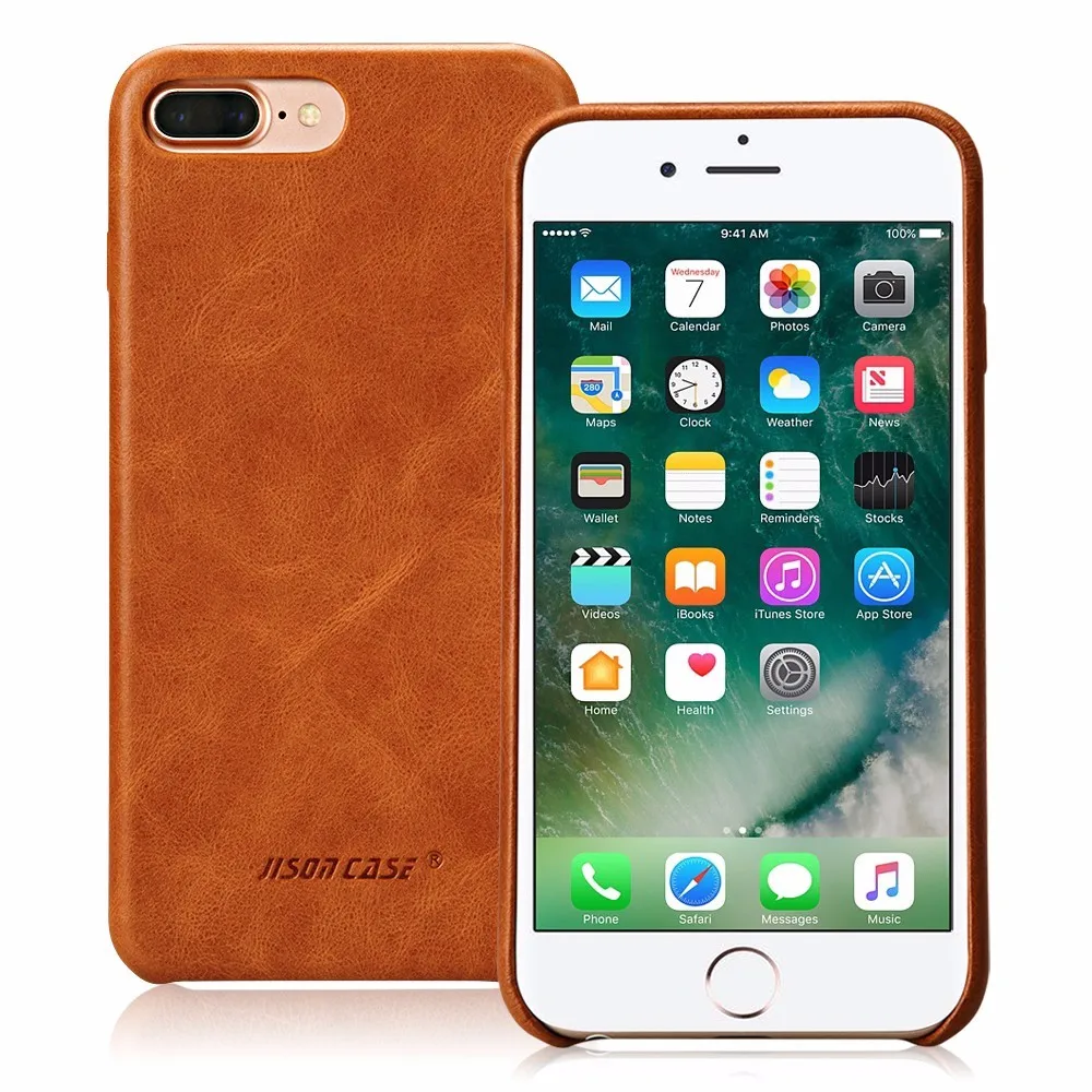 Jisoncase Натуральная кожа телефон чехлы для iPhone 7 случай Роскошные задняя крышка тонкий мобильный телефон чехлы для iPhone 7 плюс 5.5 дюймов Обложка Антидетонационные Настоящая кожа случай Подлинная кожа