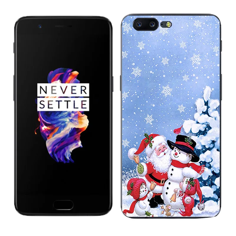 Чехол для One Plus 5 Five 1 + DIY окрашенные мягкие ТПУ Силиконовые X'mas Day чехол телефона