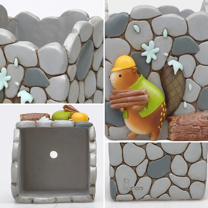 1 шт. мультяшный полимерный цветочный горшок для суккулентов выдры домашний