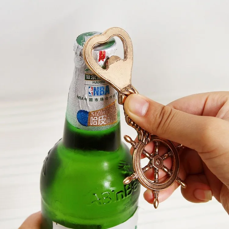 

DHL Free 50pcs/lot antique Ship's Wheel Nautical Bottle Opener wedding favors gift rudder beer bottle opener party decoration