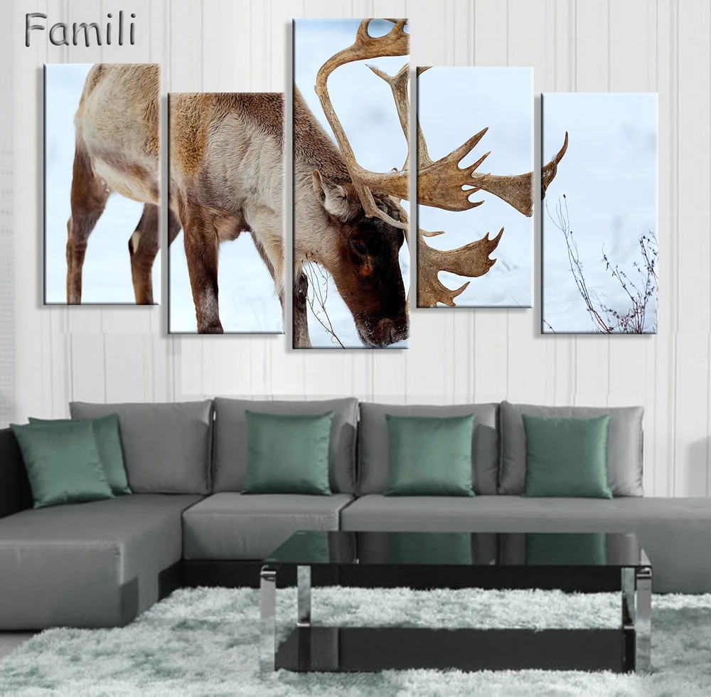 Зимняя картина с оленем 5 шт. оленем|canvas prints|deer picturedeer canvas print |