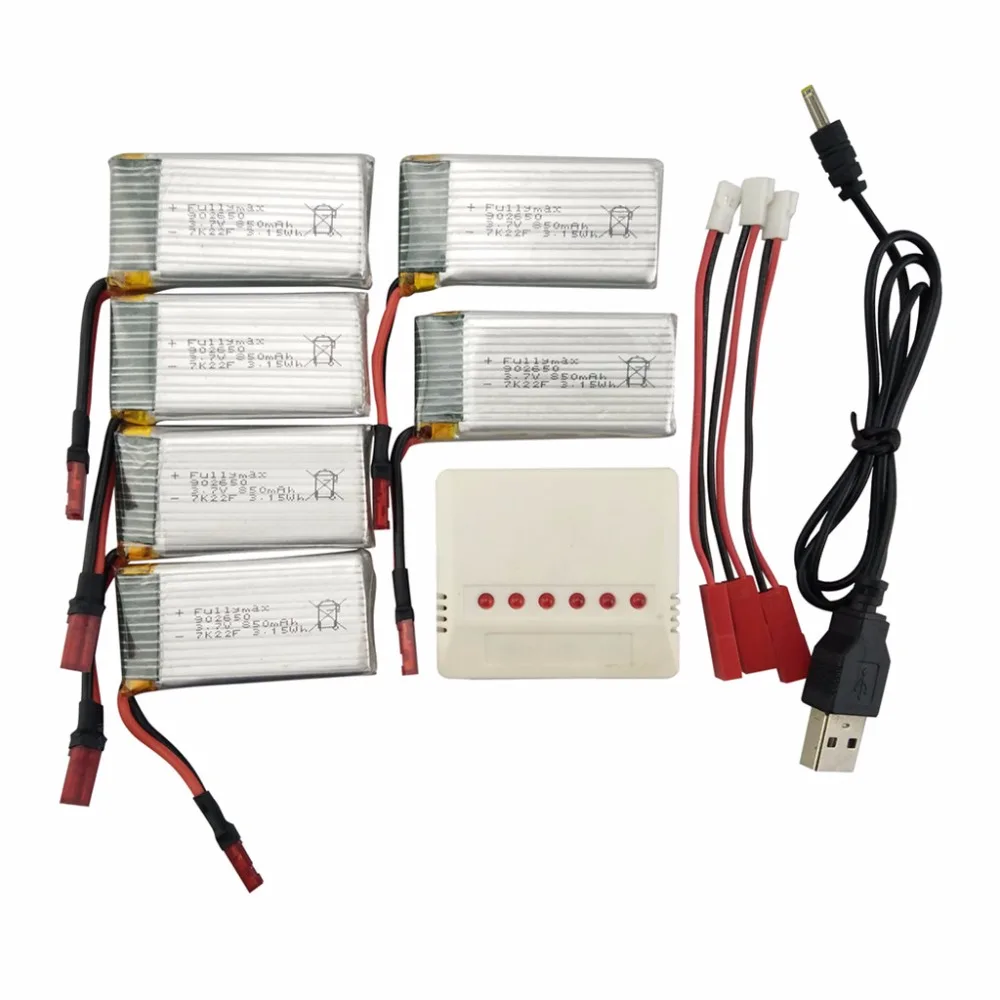 SYMA X56 X56W X54HW 6 шт 3 7 V 850mah литиевая батарея с в 1 зарядное устройство для аксессуаров