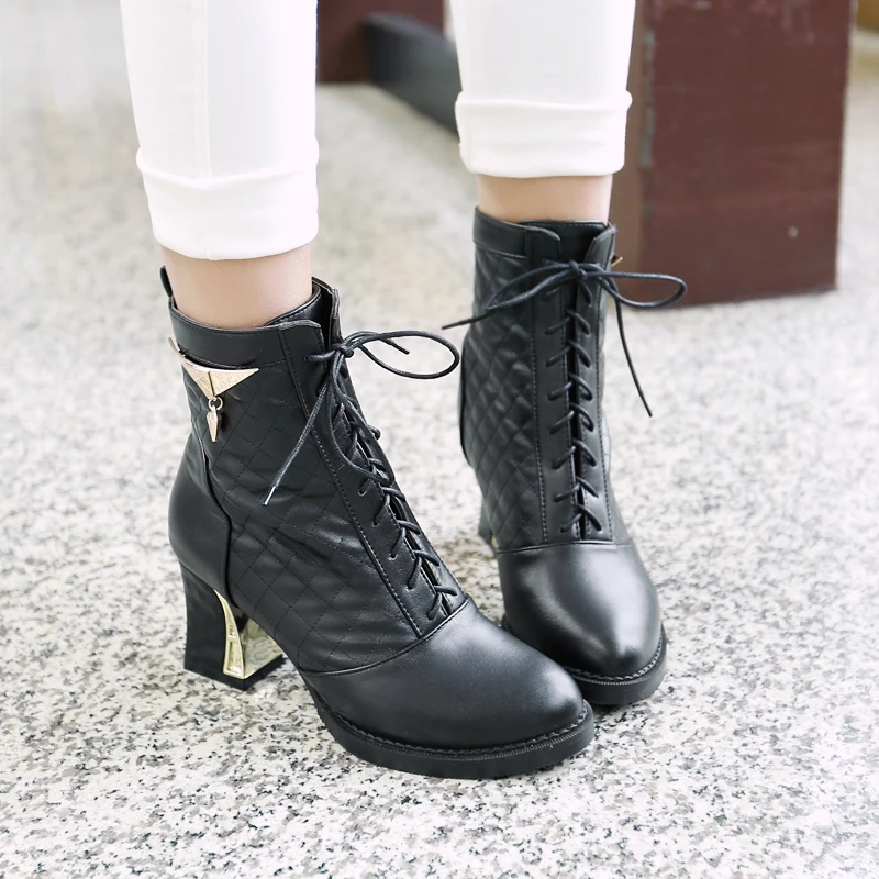 2018 Новое поступление Модные женские ботильоны на среднем квадратном каблуке со