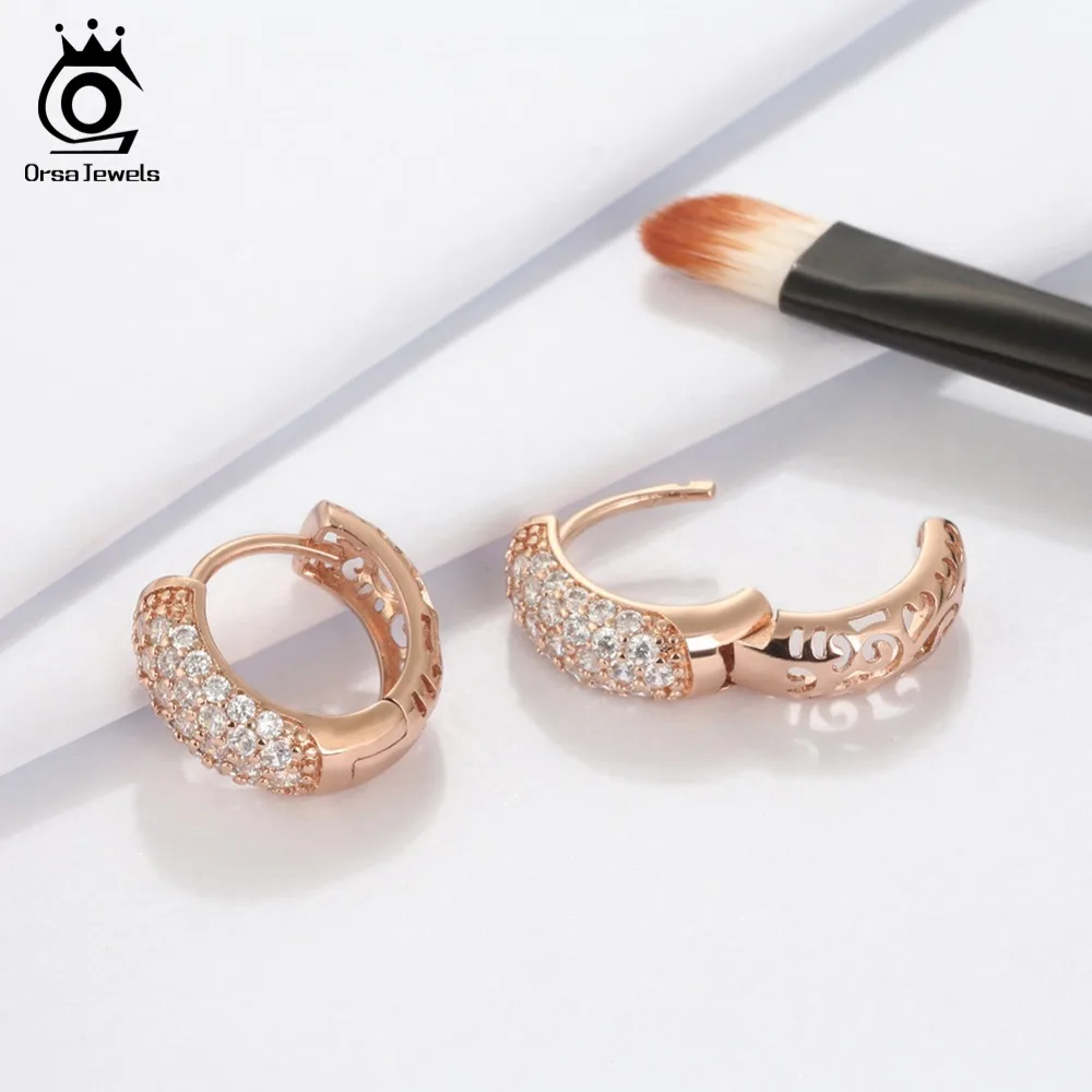 ORSA JEWELS роскошные маленькие круглые Австрийские прозрачные CZ серьги для женщин модные вечерние элегантные серьги-гвоздики ювелирные изделия OME22