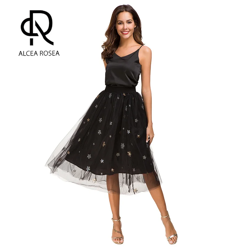 Штокроза розовая винтажная Женская высокая талия тюль сетка Звезда вышивка