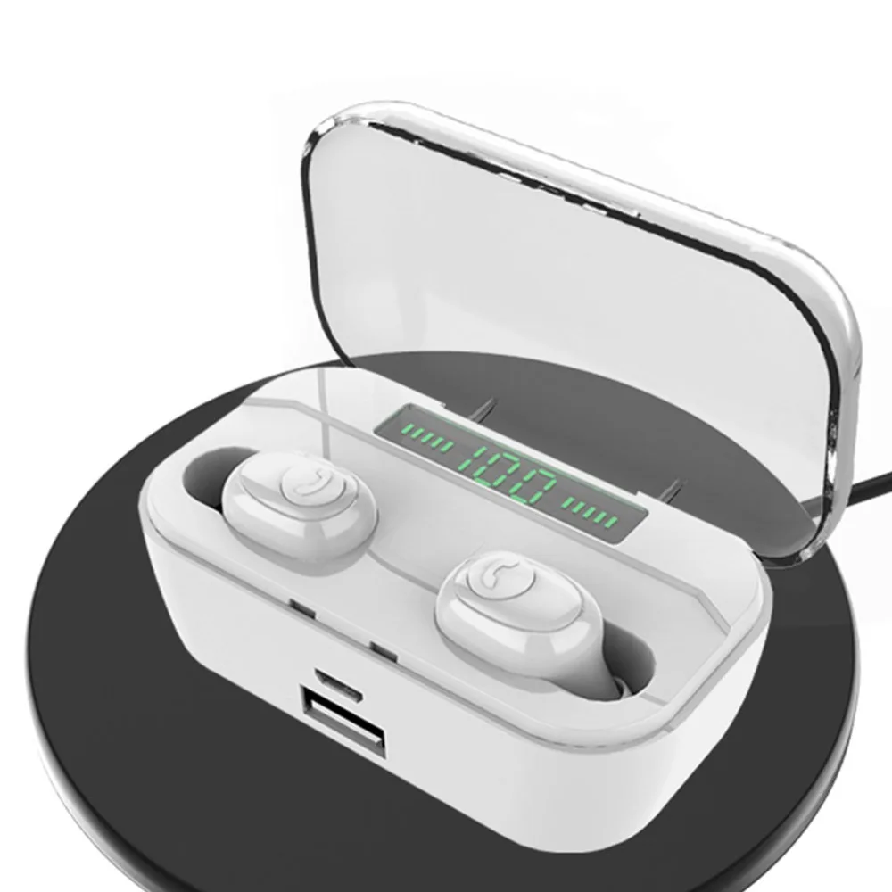 Белый AMTERBEST G6S TWS, беспроводные наушники Bluetooth 5,0, стерео наушники, Hi-Fi гарнитура, светодиодный, с цифровым дисплеем, Беспроводная зарядка QI - Цвет: Белый