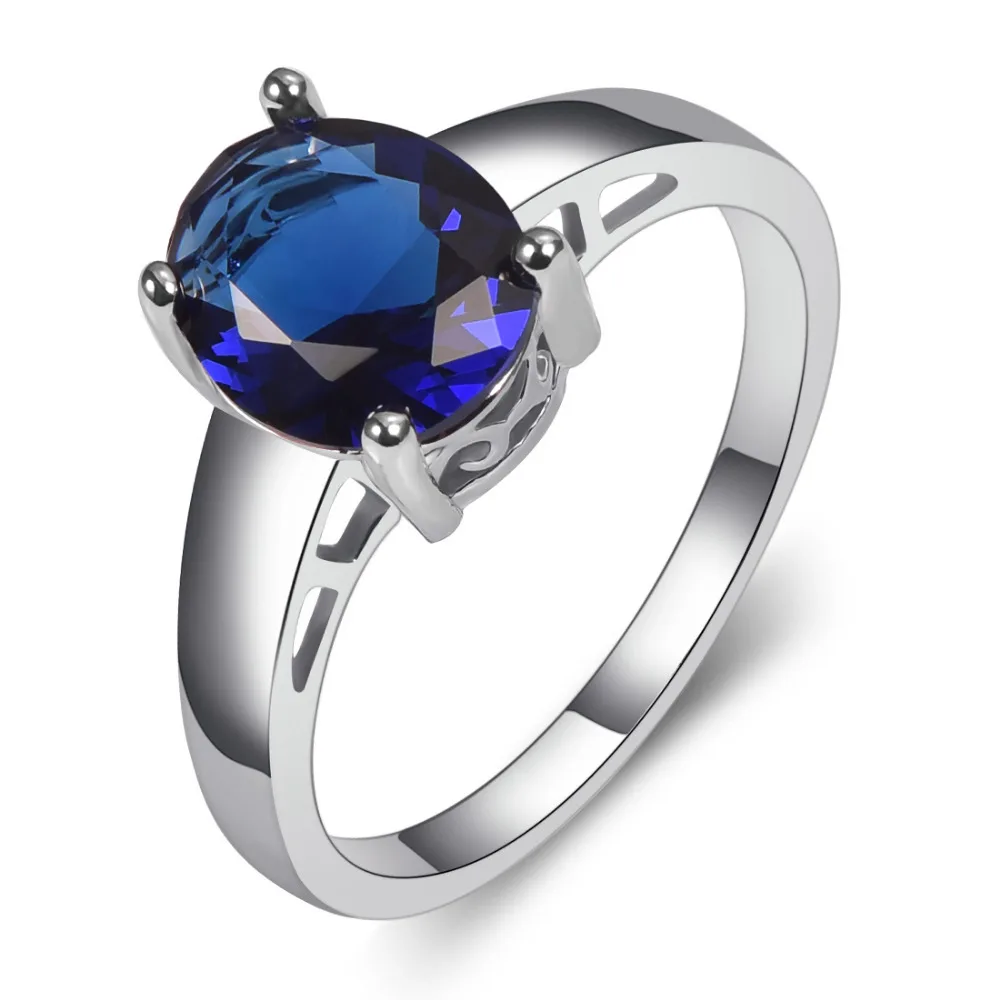 Модное обручальное кольцо из серебра 925 пробы с синим кристаллом циркона размер 5