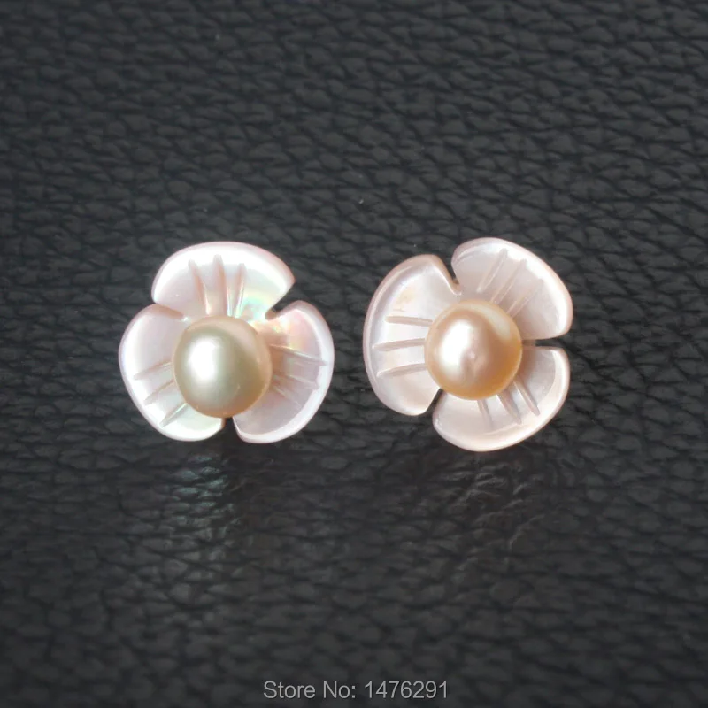 10x10MM New Mother Pearl Shell Small Clover Pink Stud Earrings 1 Pair | Украшения и аксессуары