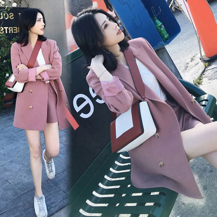 

Suit suit female 2020 new long section Korean casual small suit jacket fashion shorts two-piece