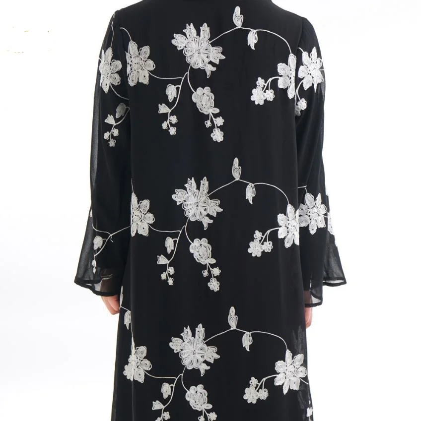 Мусульманское платье для взрослых с цветочной вышивкой abaya арабское