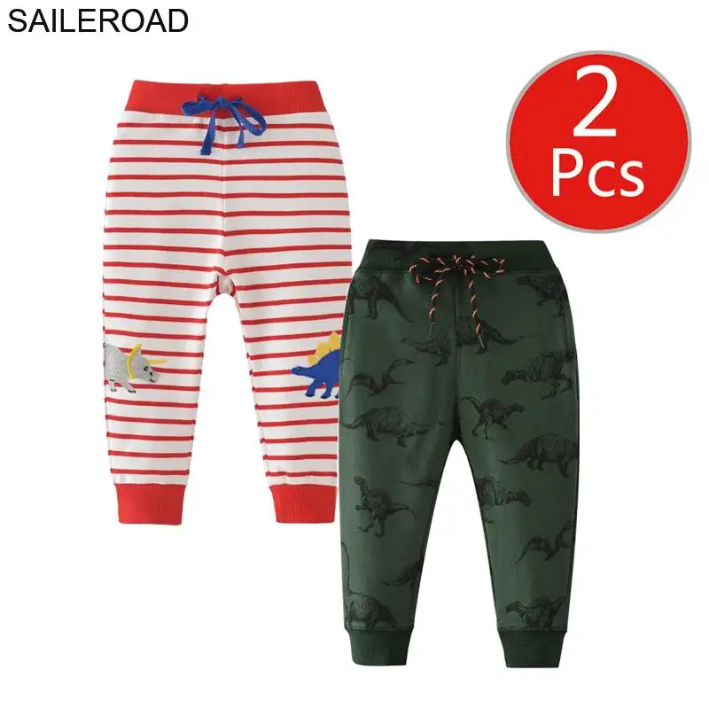 SAILEROAD 2 шт. Мультфильм Обнимаю Меня Брюки Динозавров Дети Мальчики Осень Одежда Дети 7 Лет Дети Спортивные Штаны Теплые Брюки для Брюки Мальчик - Цвет: 7022 7079 photo