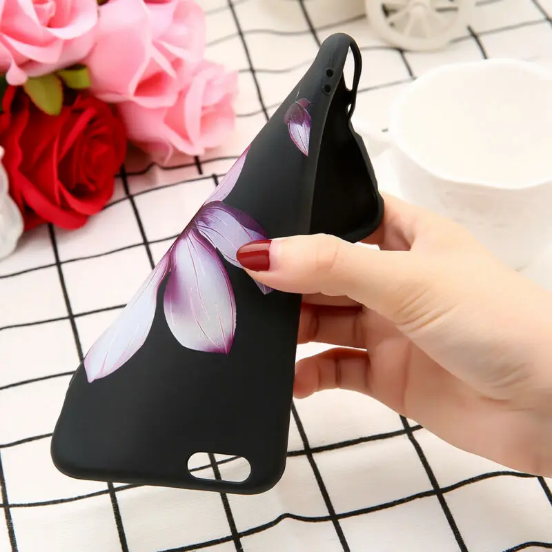 Ультратонкий чехол с цветком лотоса для iPhone 7 8 Plus X XS 3D мультяшный силиконовый 6 S
