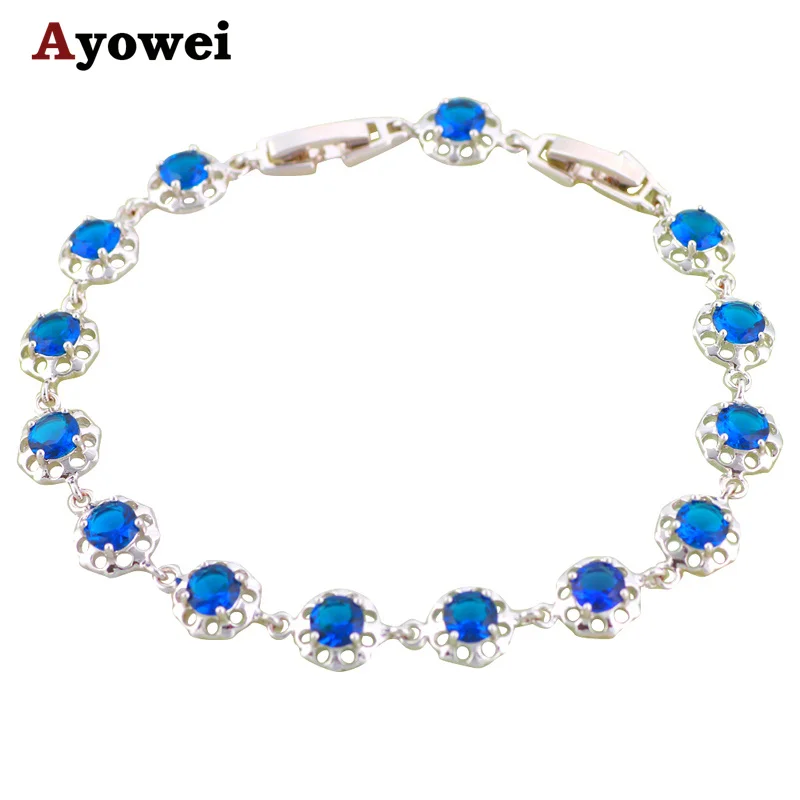 Простой Круглый Дизайн Ювелирные изделия AAA циркон темно-синий кристалл