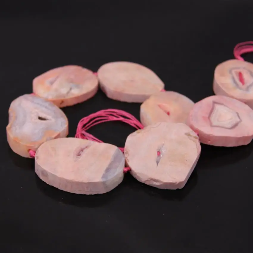 Прибл. 8 шт./нитка большой размер розовые необработанные Агаты бриллиантовые