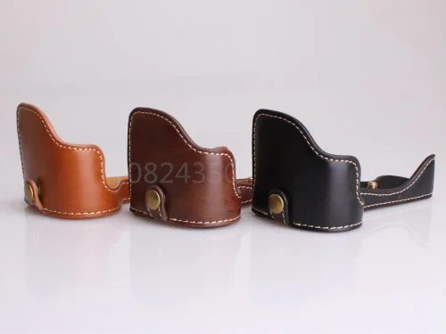 Кожаный чехол для камеры наполовину закрытый Sony ILCE 6500 A6500 с открытым