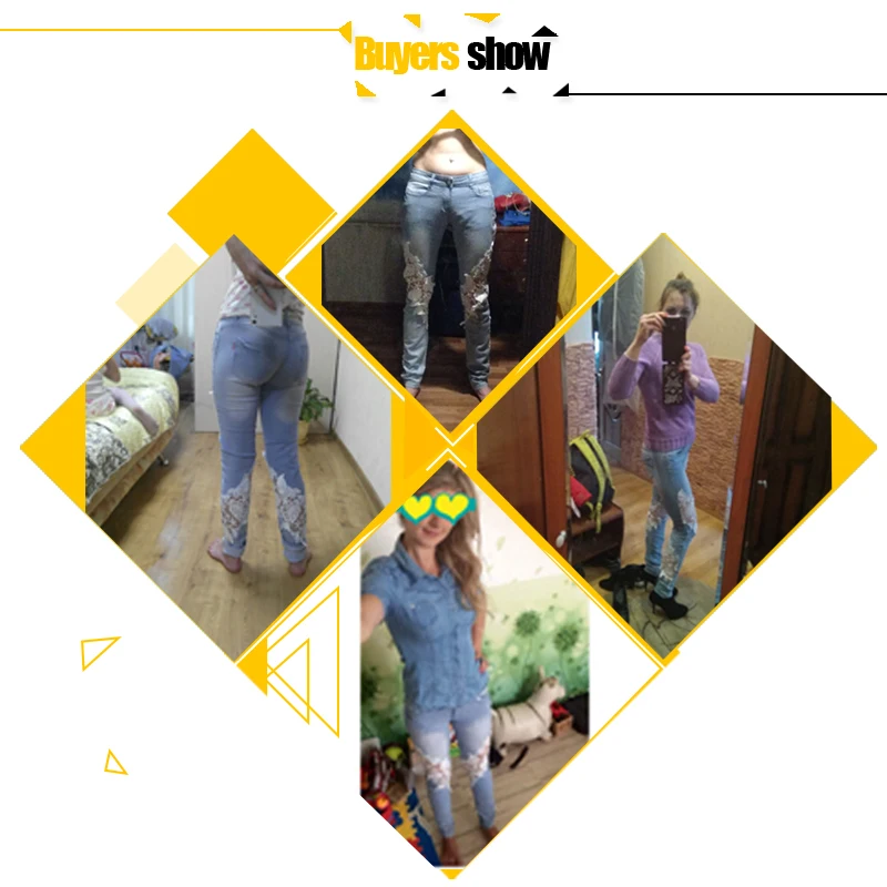 2018 Модные выдалбливают кружева лоскутное обтягивающие длинные джинсы женские