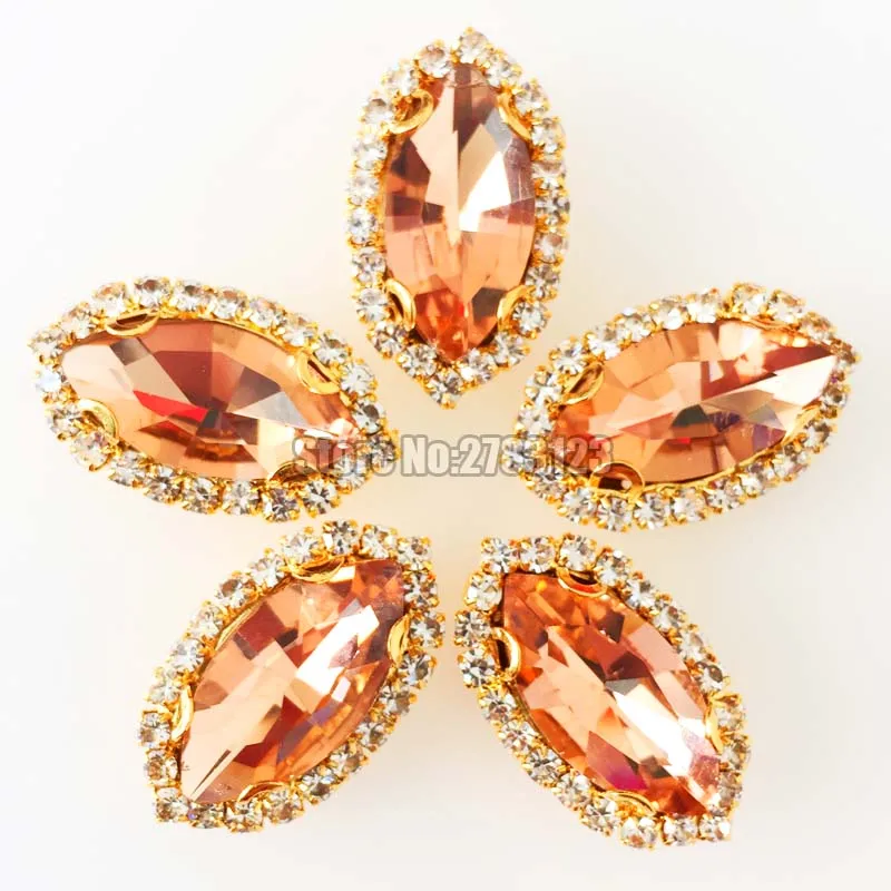 

Gold bottom horse eye shape water red color falt back Crystal button,sew on loose rhinestones diy/Clothing accessories