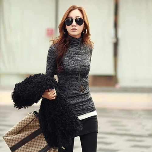 Fashion Lady Turtleneck Long Sleeve Jumper Sweater Knitwear Shirt Autumn Top |