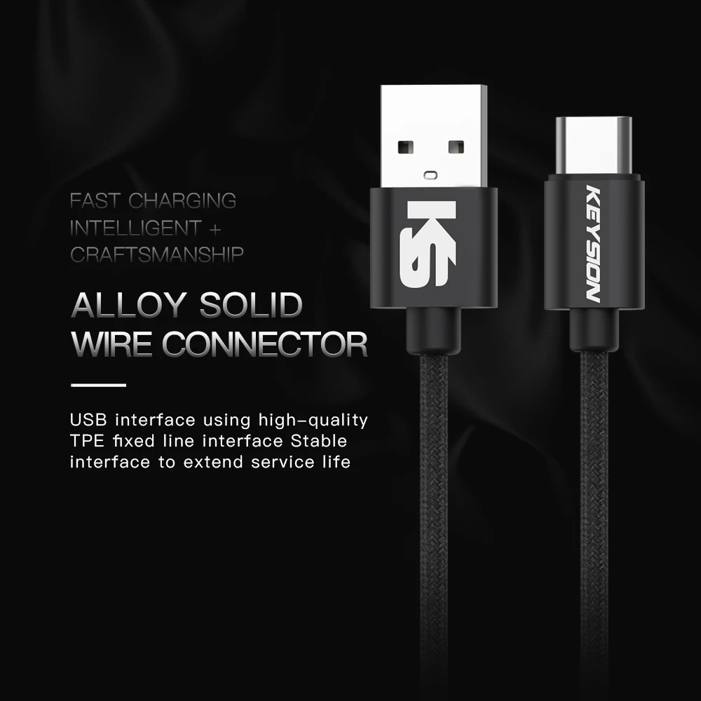 Кабель KEYSION USB Type C для Xiaomi Redmi Note 7 mi9 usb-кабель Samsung S9 провод быстрой зарядки кабель