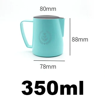 Blue 350ml 1 шт. кувшин для вспенивания из нержавеющей стали, чашка с цветами, кувшин для латте, молока, кофе, кружка для вспенивания молока, эспрессо, пенообразующее средство, кофейная посуда - Цвет: Blue 350ml