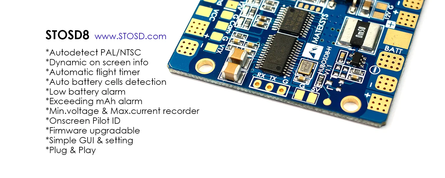 Блок питания Matek HUBOSD eco H концентратор OSD PDB датчик тока с BEC 5 В и 12 для квадрокоптера