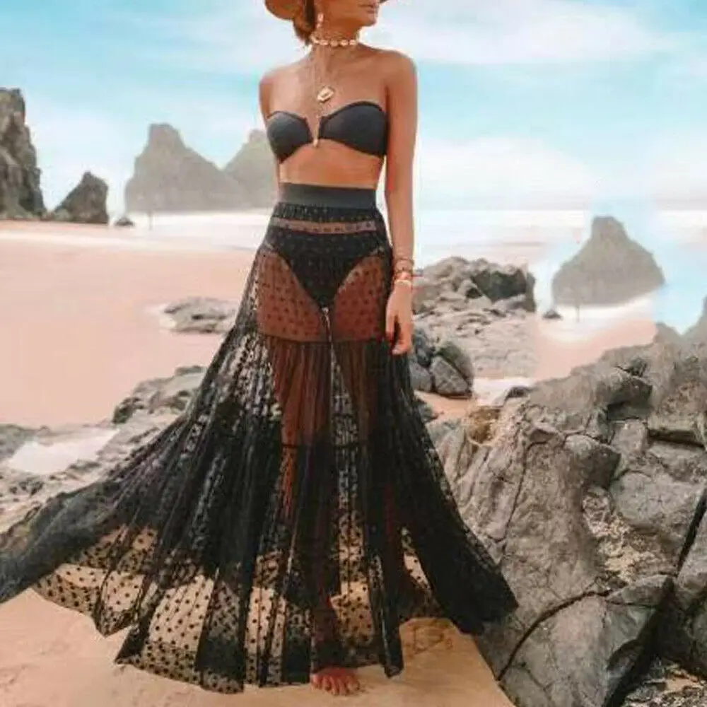 Women Bikini Cover Up Swimwear Sheer Beach Maxi Wrap Skirt Sarong Pareo Dress | Женская одежда